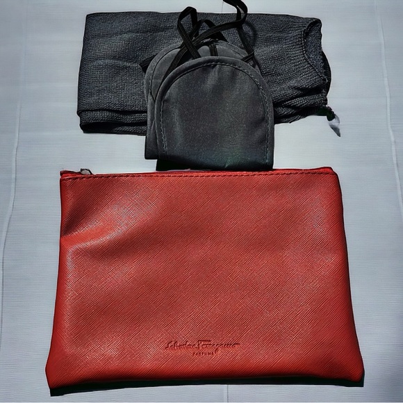 NEW Salvatore Ferragamo Cosmetic Pouch + Travel Size Lotion + Lip Balm + Extras - Picture 13 of 13